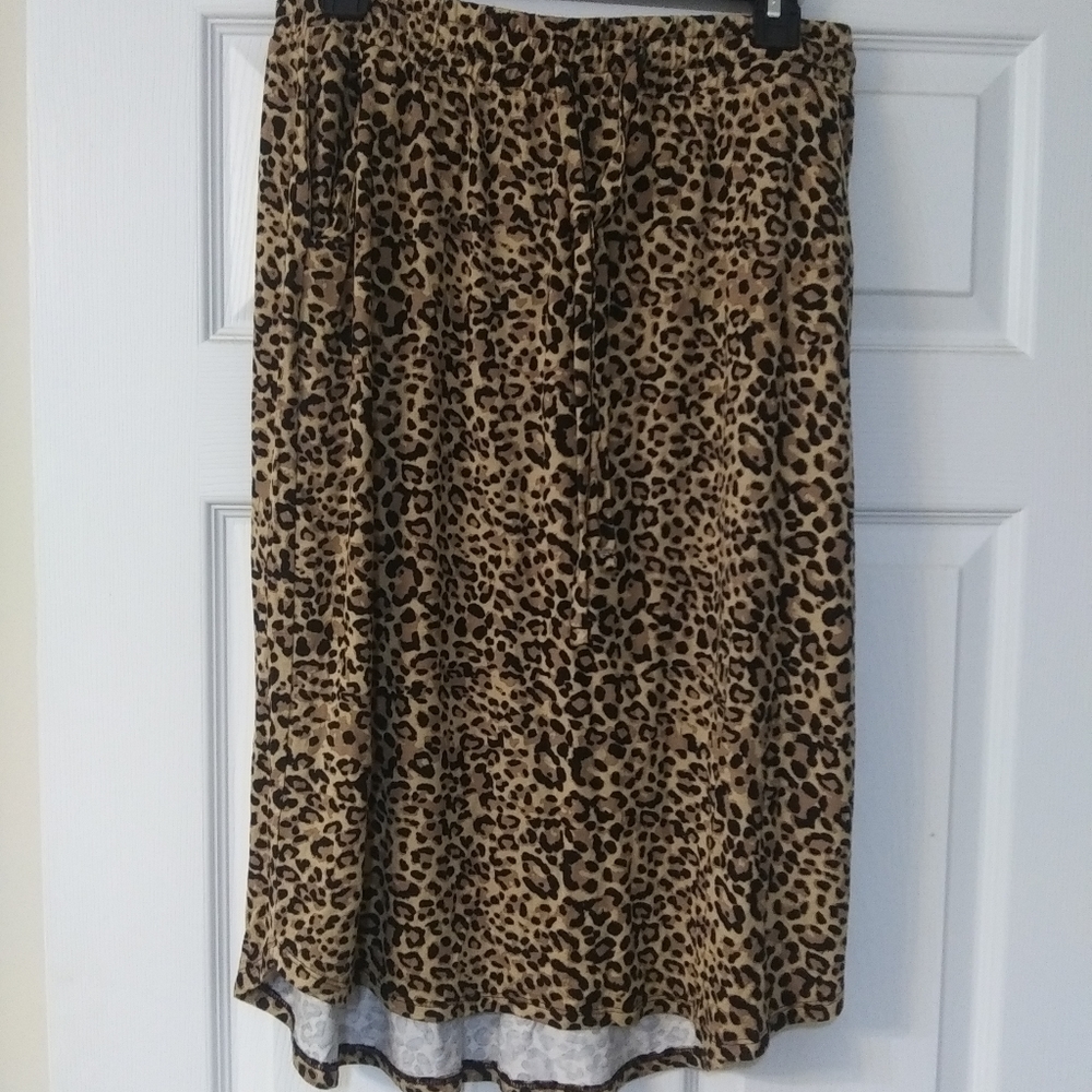 Womens leopard print drawstring skirt